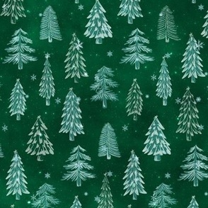 S // Glittery Christmas Tree Design Emerald Green & Silver