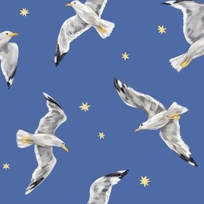 Seagulls and stars (ultramarine)