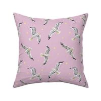 Seagulls and stars (pink)