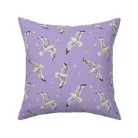 Seagulls and stars (purple)