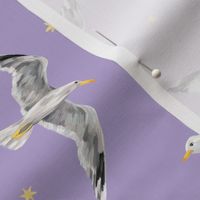 Seagulls and stars (purple)