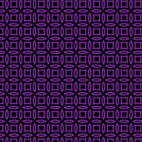 Seamless beautiful tile pattern with purple circles and squares on black background