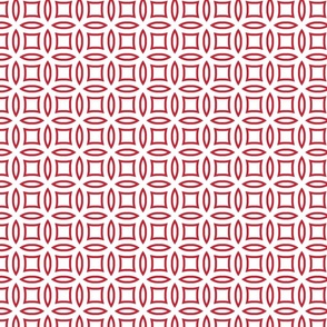 Seamless beautiful tile pattern with red circles and squares on white background