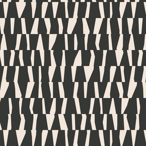 Abstract Graphic Zebra Animal Skin Stripes - Charcoal Grey on Cream