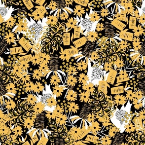 Spring Symphony - Australian Floral - Yellow and Black