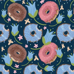 Donut stop me now with florals on navy