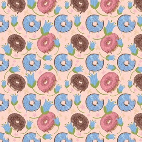 Donut stop me now with florals on pink - small