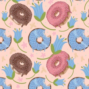 Donut stop me now with floral on pink - large