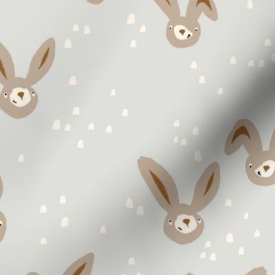 brown bunny on grey background kids room handpainted cute