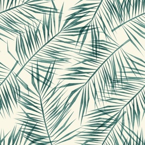 palm fronds - teal on cream