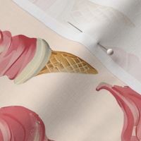 Sweet Strawberry Swirl Ice Cream Cone Pattern