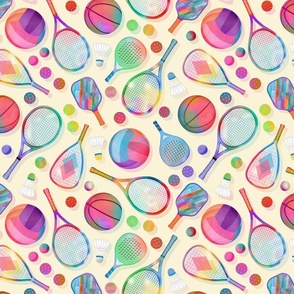 Court sports rainbow cream background small