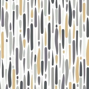 Abstract Lines and Stripes in Grey Green and Gold on White - Large