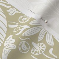 Peck and Plume, Large, Bright White on Tan 