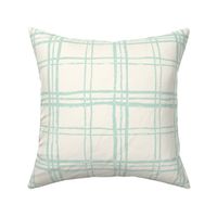 WHIMSICAL CHECKERBOARD PLAID | 24" | Playful twist on a flannel plaid pattern, with whimsical textures and simplicity | a perfect plaid for bedding and wallpapers | Mint Green on off-white backdrop