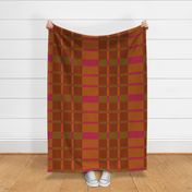 mid century modern mod artistic geometric plaid green orange red pink