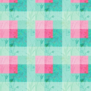 Plaid flower blue pink Abstract