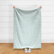 Watercolor, Hand Painted  Blue Gingham Banner on Light Green, Boy's  Party, L