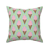 Sweet ice cream cone treat and sprinkles - green teal pink yellow brown orange  MEDIUM SCALE