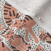 Adorable Cat Illustration Pattern in Neutrals – Small scale