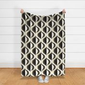 MID MOD ogee in espresso coffee dark cool brown umber black and off white, gold cream | tonal textured neutral geometric structure wallpaper | large