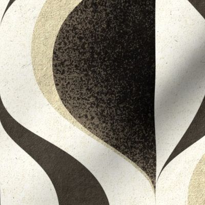 MID MOD ogee in espresso coffee dark cool brown umber black and off white, gold cream | tonal textured neutral geometric structure wallpaper | large