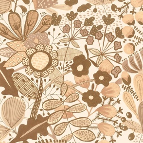 Neutral Florals Cream and beige jumbo large