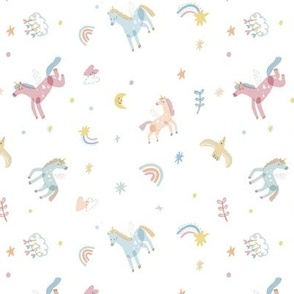 colourful unicorn-white (small pattern)