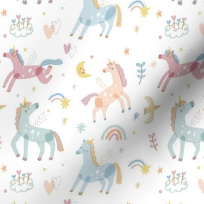 colourful unicorn-white (big pattern)