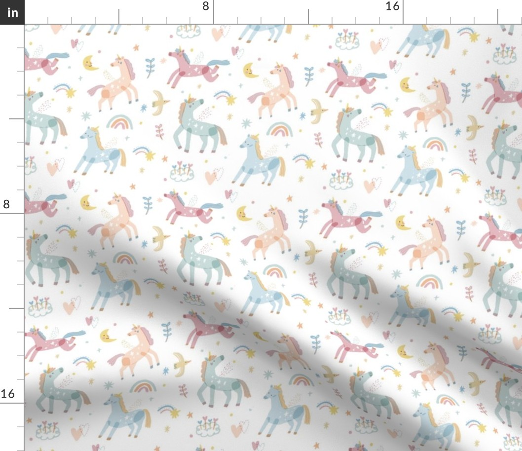 colourful unicorn-white (big pattern)