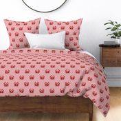 medium - Crabs in geometric rows - scarlet smile red on tea rose pink