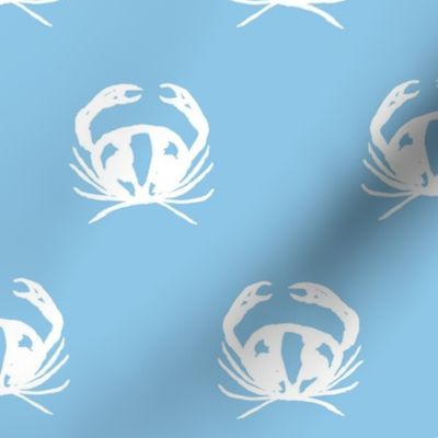 medium - Crabs in geometric rows - white on baby blue