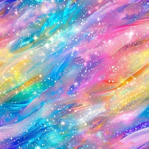 Large Scale Watercolor Rainbow Princess Glitter Sparkle Fantasia