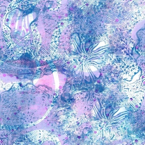 Granny Chic Textile Textures - Summer Cyanotype - 30 inch