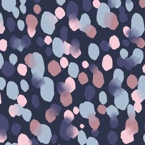 (M) colorful watercolor dots navy blue