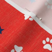 pawtriotic dog – paw prints and stars on red | small