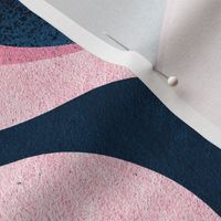 MID MOD ogee in navy blue and cool blush pink | tonal textured opulent geometric structure wallpaper | large