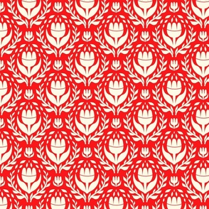 Bold white floral with a red background - Small