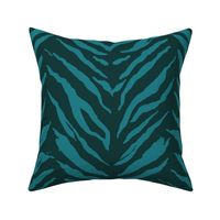 (M) Tiger Stripes - bold hand painted monochrome animal print - teal blue on jungle green