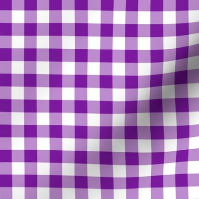 Gingham violet purple 2 half inch vichy checks, plaid, traditional, cottagecore, country, white