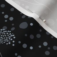 Dandelion Dots Light Blue Grey on Black, Medium