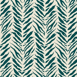 (S) Tiger Stripes - bold hand painted monochrome animal print - jungle green on cream