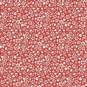 Red Tonal Ditsy Floral Calico Small Flowers