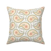 (LG) Paisley Pastel Green Peach Yellow Brown