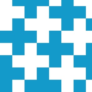 Counterchanged Crosses in Turquoise Blue and White