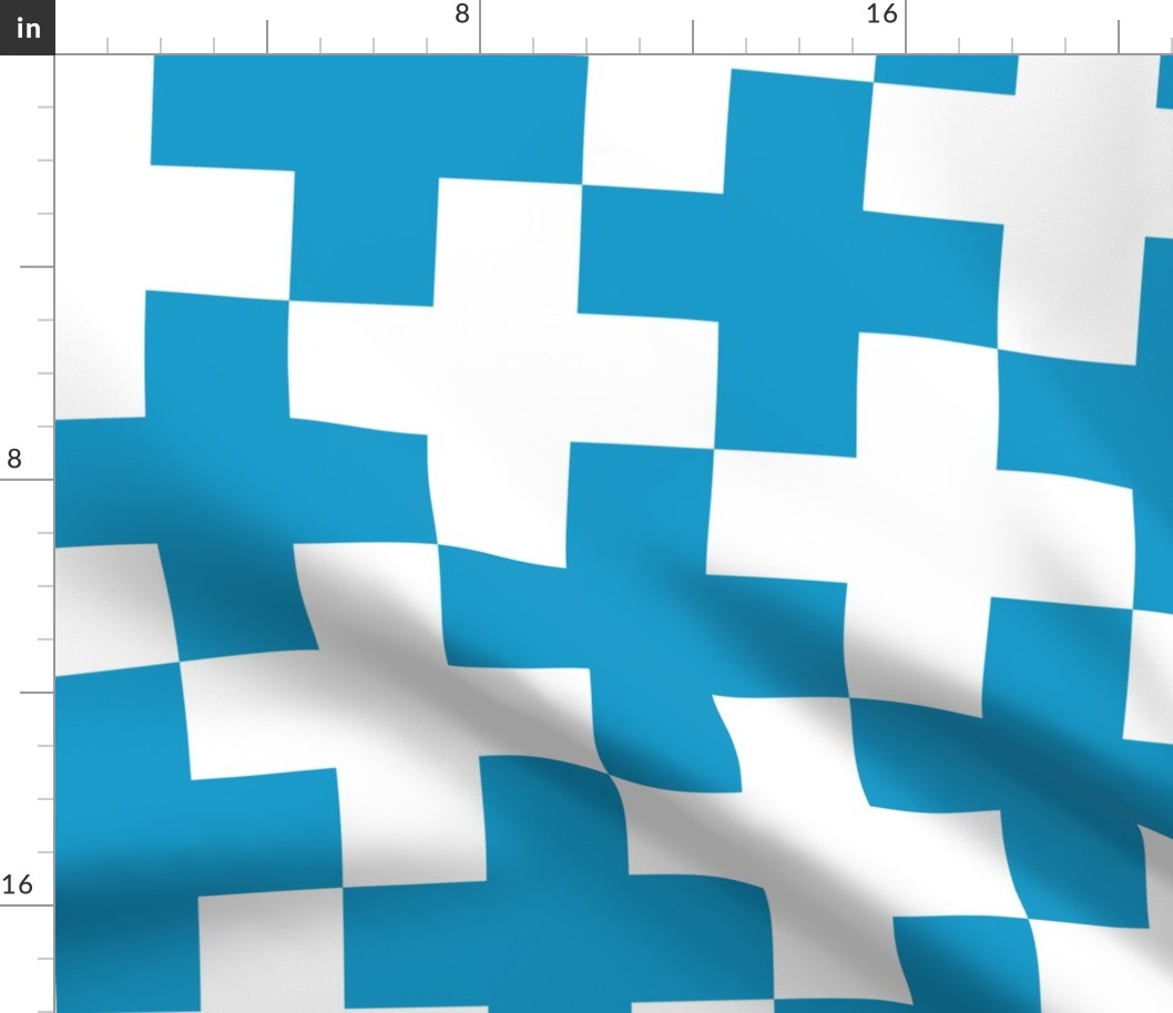 Counterchanged Crosses in Turquoise Blue and White
