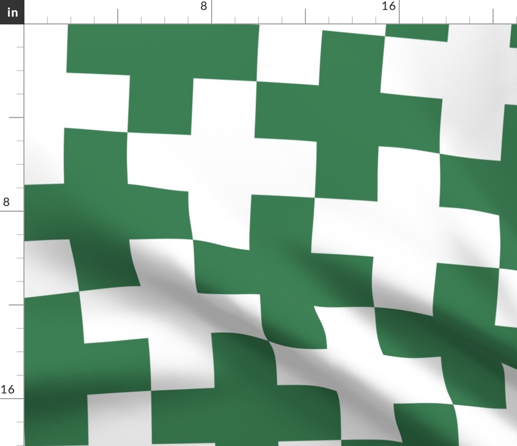 Counterchanged Crosses in Sage Green and White