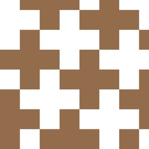 Counterchanged Crosses in Medium Brown and White