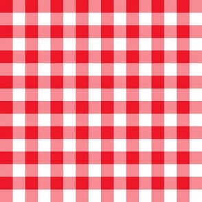 Gingham bright red half inch vichy checks, plaid, traditional, cottagecore, country, white