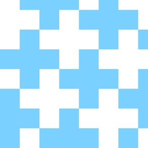 Counterchanged Crosses in Baby Blue and White